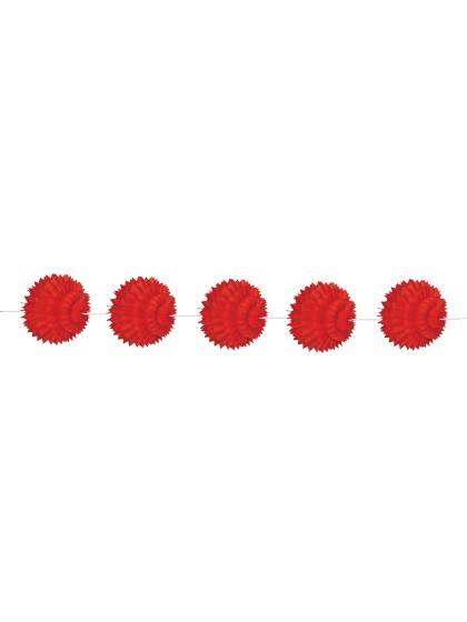 GUIRLANDE/SUSP 5 BOULES ALVEOLEES  ROUGE DIA 10CM / 150CM