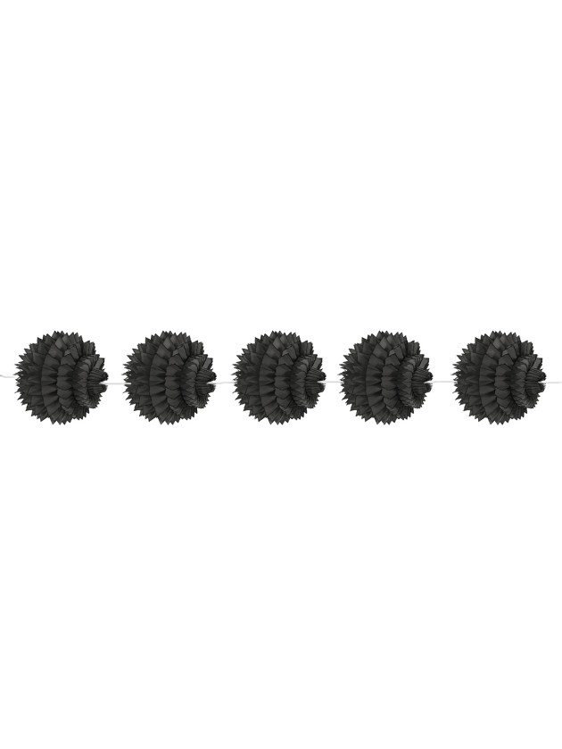 GARLAND 5 SPIKY BALLS BLACK  DIA 10CM /150CM