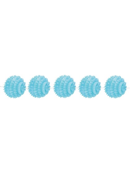 GUIRLANDE/SUSP 5 BOULES ALVEOLEES BLEU CIEL DIA 10CM / 150CM