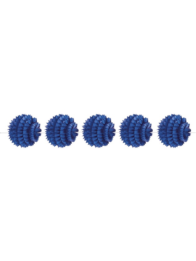 GUIRLANDE/SUSP 5 BOULES ALVEOLEES BLEU DIA 10CM / 150CM