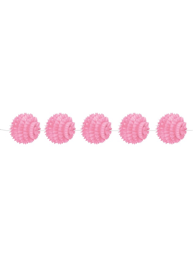 GUIRLANDE/SUSP 5 BOULES ALVEOLEES ROSE PASTEL DIA 10CM / 150CM