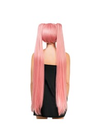 PERRUQUE HANA COSPLAY LONGUES COUETTES ROSES AVEC FRANGE 27CM - COUETTES 99CM