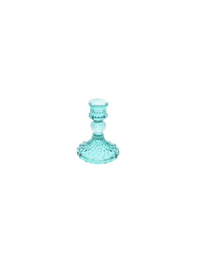 PEACOCK BLUE CANDLE HOLDER DIA 8CM X 10.5CM