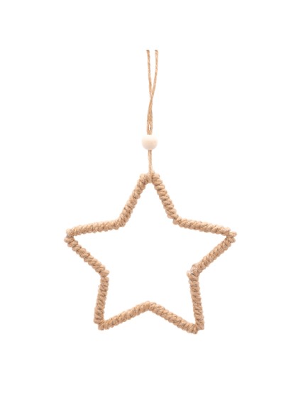 HANGING METAL JUTE STAR 15CM