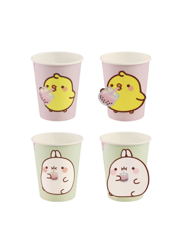 8 BECHER 3D 250ML PLASTIC FREE 2 SORT. MOLANG © DIA 5.2CM X 8.8CM / DIA HAUT 7.5CM