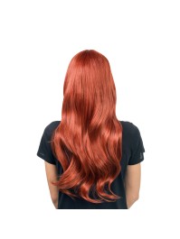 PERRUQUE SIENNA CHEVEUX LONGS ROUX FONCE AUBURN AVEC FRANGE RIDEAU 68CM