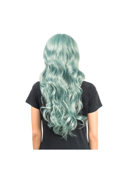 PERRUQUE LUNA CHEVEUX LONGS ONDULES VERT 66CM