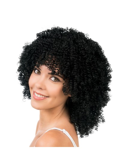 PERÜCKE CURLY HAAR SCHWARZ 35CM