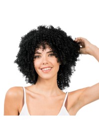 PERRUQUE CURLY CHEVEUX NOIR 35CM