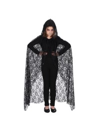 CAPE DENTELLE NOIR LUXE ENFANT 120CM