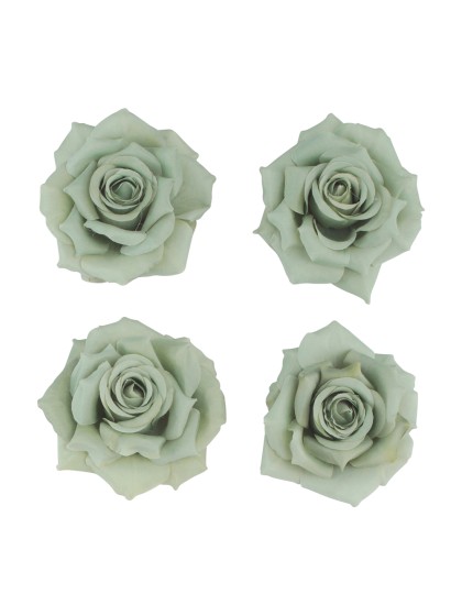 4 TETES DE ROSE VERT SAUGE DIA 9.5CM X 5.5CM
