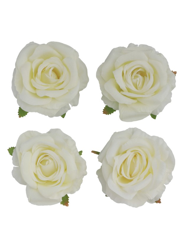 4 IVORY ROSE HEADS DIA 11CM X 6CM