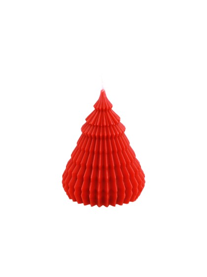 KERZE TANNE ORIGAMI ROT DIA 7.7CM X 10CM
