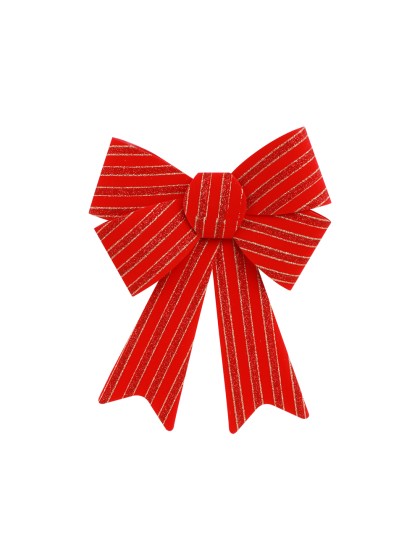 1 SCHLEIFE PVC PAILLETTEN ROT UND GOLD 18CM X 4CM X 25CM