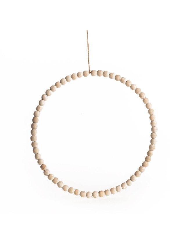 WOODEN BEAD RING TO HANG DIA 26CM X 1.4CM