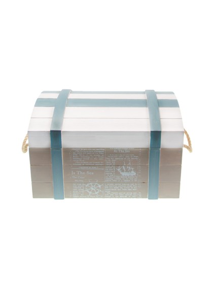 SET 3 COFFRES MARIN BOIS BLANCHI BLEU CIEL 30CM X 20CM X 17CM/ 22CM X 15CM X 11CM/ 15CM X 10CM X 9CM