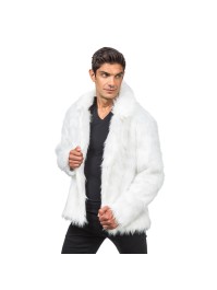 MANTEAU FAUSSE FOURRURE BLANC XL