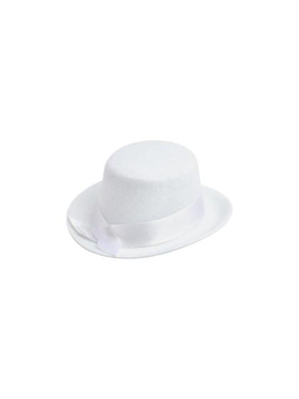 MINI CHAPEAU HAUT DE FORME BLANC FEUTRINE DECO 13.5CM X 12CM X 5.5CM