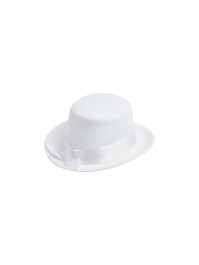 MINI CHAPEAU HAUT DE FORME BLANC FEUTRINE DECO 13.5CM X 12CM X 5.5CM