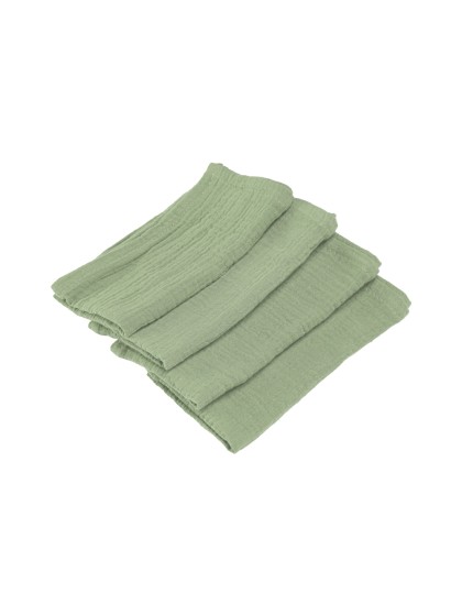 4 SAGE GREEN EMBOSSED COTTON NAPKINS 40CM X 40CM