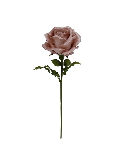 GIANT VELVET ROSE ON STEM POWDER PINK 28CM X 28CM X 108CM