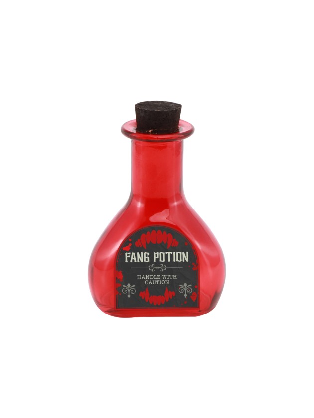 RED GLASS HEART BOTTLE FANG POTION 8CM X 4CM X 10.8CM