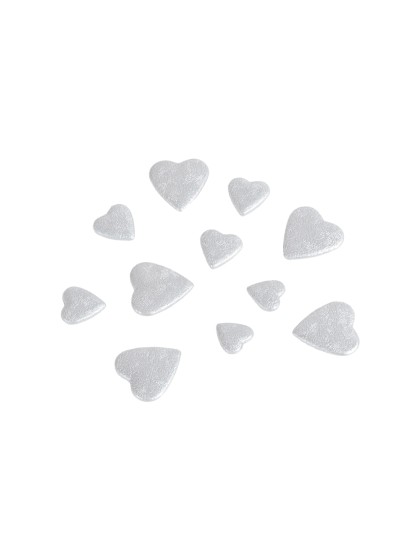 BAG OF 50GR 3D HEARTS TO DISPERSE SILVER 