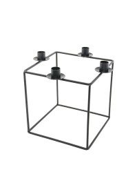KERZENHALTER QUADRATISCH METALL SCHWARZ 24CM X 24CM X 23CM