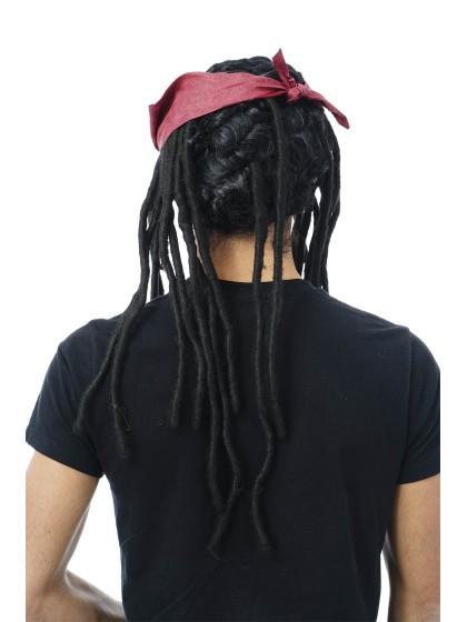 PERÜCKE PIRAT JACK HALSTUCH ROT RASTA SCHWARZ 