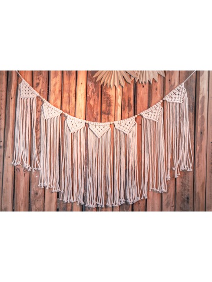 MACRAME AND PEARLS FRINGE GARLAND 100CM X 49CM