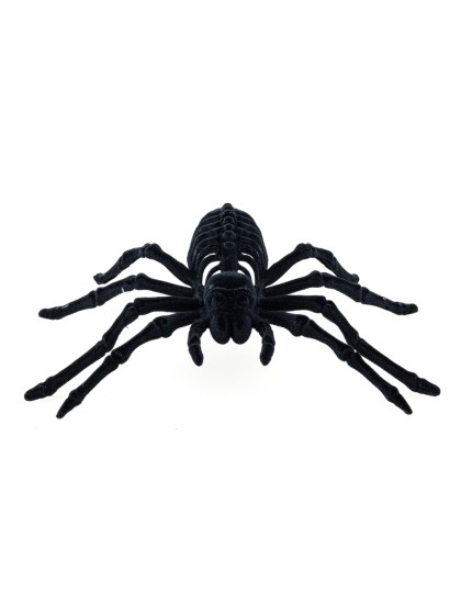 SPINNE SKELETT SCHWARZ GEFLÖCKT 22CM X 13CM