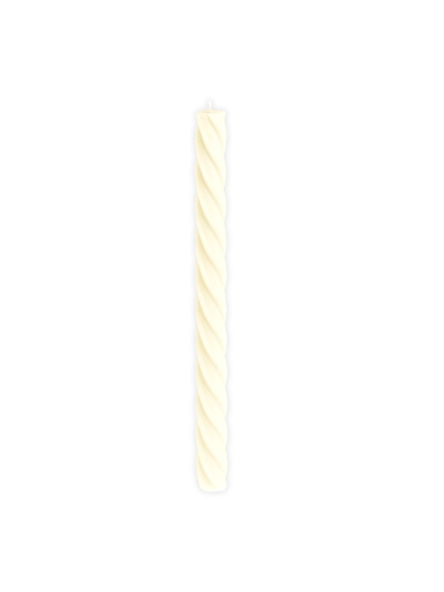 SET 2 BOUGIES FLAMBEAU TORSADE IVOIRE DIA 2.2CM X 26CM