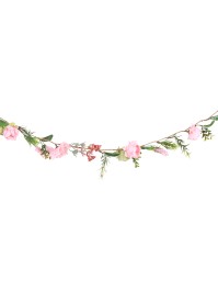GUIRLANDE FLEURS ROSE/VERT 120CM