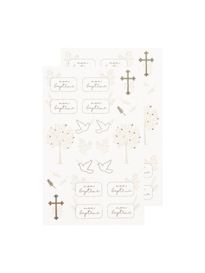 48 STICKERS MON BAPTEME MODELES ASS TAILLES ASS