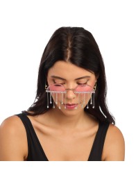 LUNETTES DE FESTIVAL AVEC STRASS ROSE 14CM X 13.5CM X 7.5CM