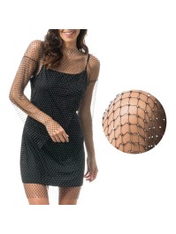 BLACK MESH AND RHINESTONES FESTIVAL DRESS ONE SIZE