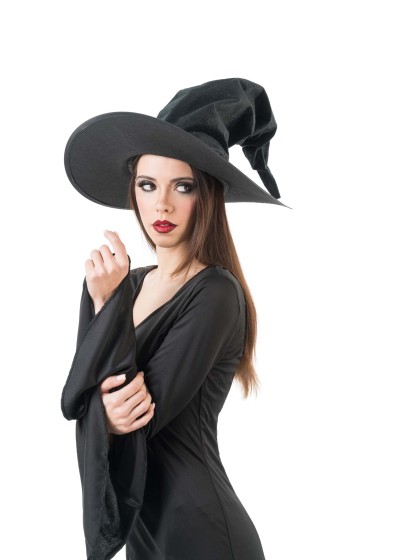 BLACK VELVET WITCH HAT DIA 45CM X 35CM