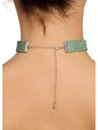 COLLIER RAS DE COU STRASS VERT 40CM X 1.7CM