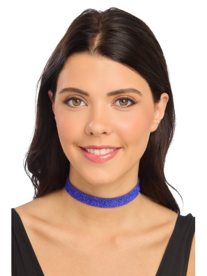 BLUE DIAMOND CHOKER NECKLACE 40CM X 1.7CM