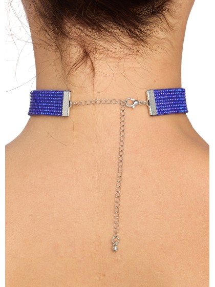 HALSKETTE RAS AUS HALS STRASS BLAU 40CM X 1.7CM
