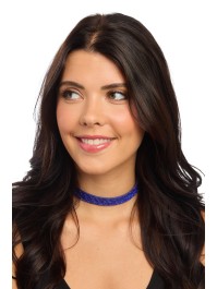 COLLIER RAS DE COU STRASS BLEU 40CM X 1.7CM
