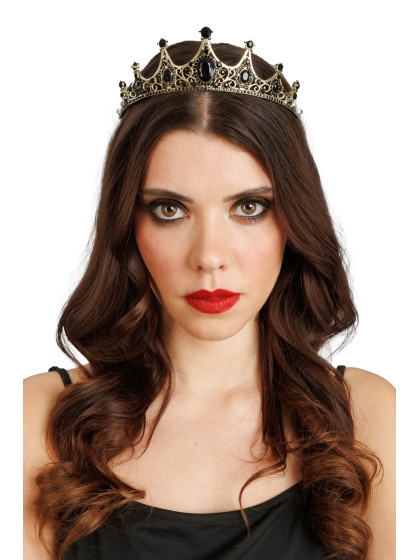 COURONNE DIADEME PERLES NOIRES 15.5CM X 12CM X 5CM