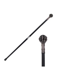 CANNE METAL MAIN SQUELETTE BOULE NOIRE 93CM