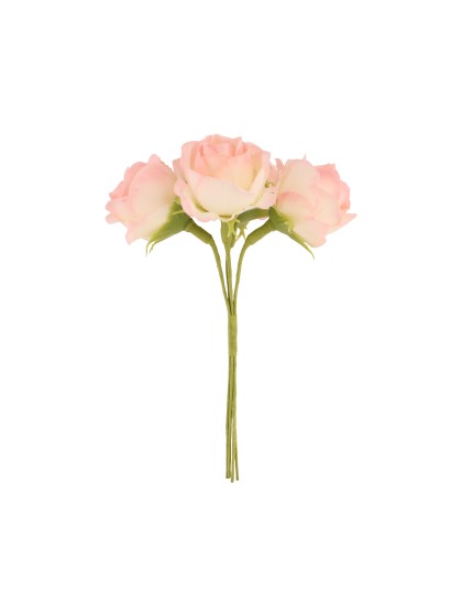 MINI BUNCH 4 ROSES WHITE/TULIP PINK 9CM X 7CM X 12CM
