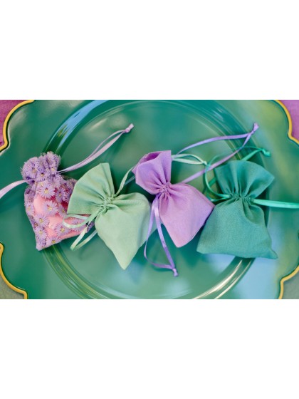 SET 4 BOURSES COTON EUCALYPTUS 8CM X 10.5CM