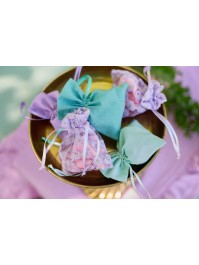 SET 4 BOURSES COTON EUCALYPTUS 8CM X 10.5CM