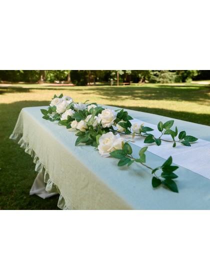CENTRE DE TABLE ROSES IVOIRE 60CM X 10CM X 156CM