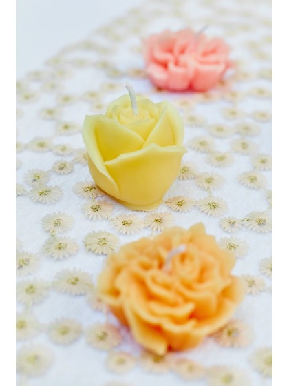4 BOUGIES ROSES JAUNE SABLE 4.5CM X 4.5CM X 4CM