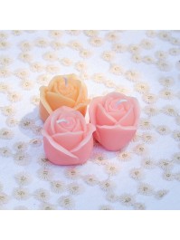 4 MELON ROSE-SHAPED CANDLES 4.5CM X 4.5CM X 4CM