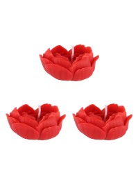 3 KERZEN IN ROTFARBENER HERZFORM 6.5CM X 4.5CM X 3.3CM